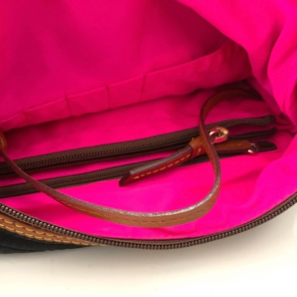 DOONEY AND BOURKE Large Nylon Curved Leather Trim Vintage Bag, Black and Tan - Picture 4 of 9